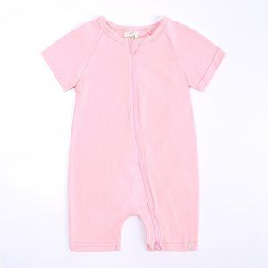 Unisex Baby One Piece Bodysuit Short Sleeve Romper Cotton Double Zipper 3-24M